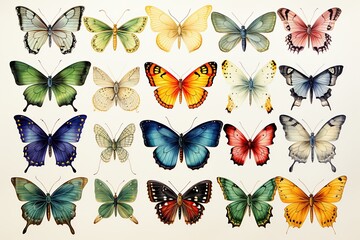 Poster - set of butterflies isolated