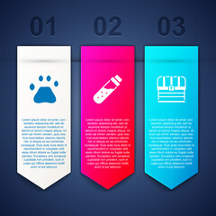 Wall Mural - Set Bear paw footprint, Bottle with potion and Chest. Business infographic template. Vector