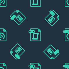 Poster - Set line JS file document, WAV and GIF on seamless pattern. Vector