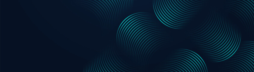 Poster - Blue abstract background with glowing curve geometric lines. Modern shiny blue wave lines pattern. Vector illustration