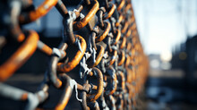 A Close-up Of A Rusting Chain-link Fence Surrounding An Abandoned Factory, Symbolizing Job Loss