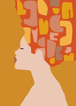 Graphic Woman Profile With Abstract Hair Design