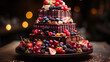 Gorgeous cake decorated with fruit and pastry creams