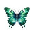 Dark green butterfly isolated on white background in watercolor style.