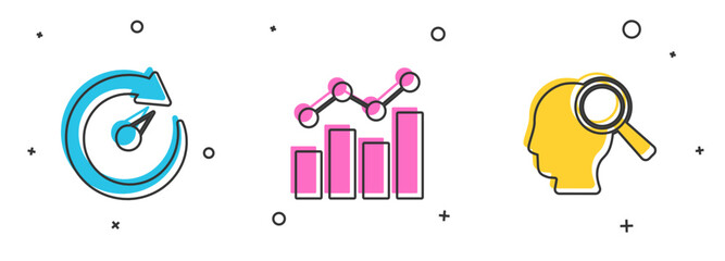 Poster - Set Digital speed meter, Financial growth and Search people icon. Vector