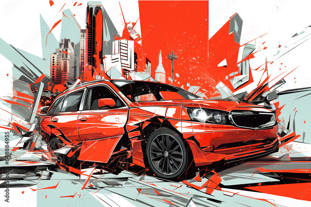 Photo of a completely wrecked car after a severe accident Stock ...