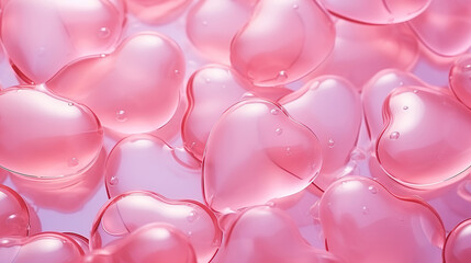 Poster - Background of pink soap bubbles in heart shape,Valentines day, love, romance concept. Generative Ai