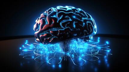 Fototapete - illustration of human brain. Generative Ai