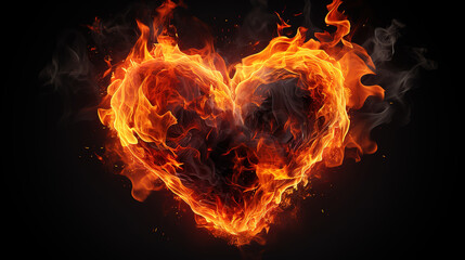 Wall Mural - heart flame element, orange creative design. generative ai
