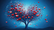 Beautiful heart shape tree valentines day card design. Generative Ai