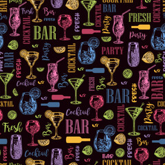 Cocktail bar pattern seamless colorful