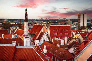 Wall Mural - Tallinn view at sunset