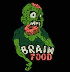 Wall Mural - Ugly Zombie eating donuts