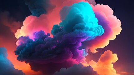 Wall Mural - abstract neon art cloud, generative Ai