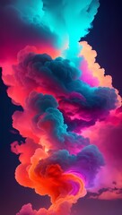 Wall Mural - abstract neon art cloud, generative Ai
