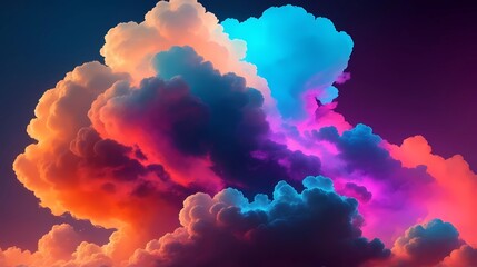 Wall Mural - abstract neon art cloud, generative Ai