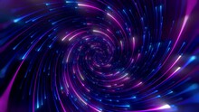 Minimal Spiral In Infinite Rotation. Abstract Background In Blue And Purple Neon Colors. Rotating Galaxy. Space Background For Event, Party, Carnival, Celebration, Anniversary Or Other. Seamless Loop.