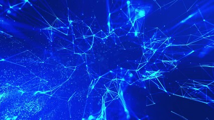 Poster - Network connection structure. Big data. Connecting points and lines. Abstract technology background. 3d rendering. 4k animation.