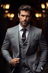 Adult male businessman business style suit young elegant fashionable handsome men