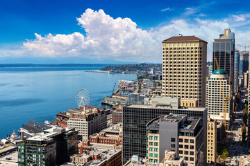 Wall Mural - Aerial view of Seattle, USA