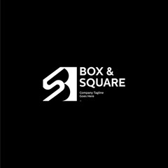 BS SB logo icon in negative space letter B on square form minimal design template