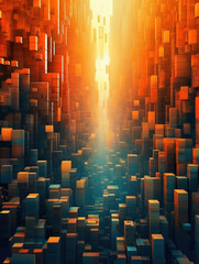 Wall Mural - abstract background of metal block array,created with generative ai tecnology.