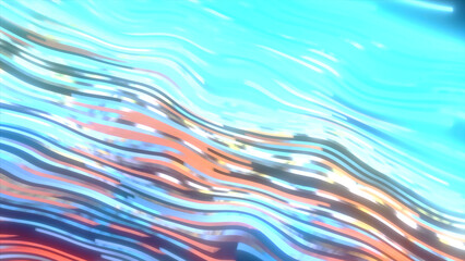 Poster - Colorful cyber shimmer with lines. Motion. Glitch effect with colorful background and shimmering lines. Bright lines move in glitch background