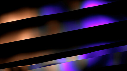Poster - Wavy stripes in flow of moving surface. Design. Flow of wavy surface moving with parallel reflection. Virtual wavy stripes move and are reflected on black background