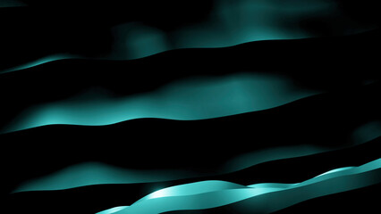 Poster - Wavy stripes in flow of moving surface. Design. Flow of wavy surface moving with parallel reflection. Virtual wavy stripes move and are reflected on black background