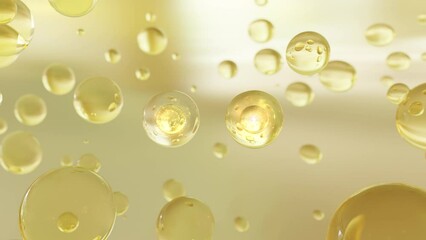 Wall Mural - 3D cosmetic bubble animation Design for moisturizing on a light background. Design of cosmetic essentials serum. Beautiful macro visualization of water bubbles.