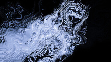 Poster - Flashing pulsations in pattern of electric waves. Motion. Liquid pattern of lines flashes in stream on black background. Liquid electro pattern with flashing energy lines