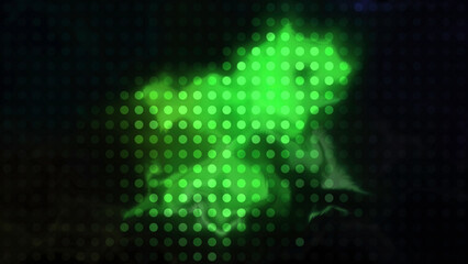 Poster - Dots and glowing spots on black background. Motion. Background with shining spot and dots on black background. Dots with flickering glowing spot moving for screensaver