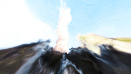 Aufkleber - Blurred colors in plasma background. Motion. Mirrored or molten metallic textures in stream. Abstract animation of background with spots of plasma paints