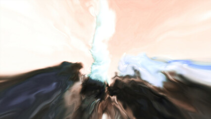 Aufkleber - Blurred colors in plasma background. Motion. Mirrored or molten metallic textures in stream. Abstract animation of background with spots of plasma paints