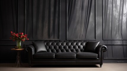 Poster - Luxurious black sofa with aesthetic style, generated by AI