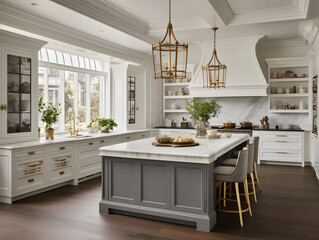 Timeless kitchen with marble countertops in the style of classic luxury