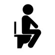 People sitting on the toilet to defecate silhouette icon. Vector.