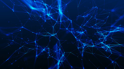 Poster - Network connection structure. Big data. Connecting points and lines. Abstract technology background. Plexus effect. 3d rendering