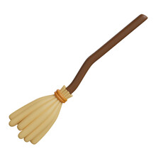 3d Render Of Wich Broom Icon,with Halloween Season.