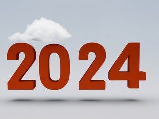 2024 new year in front, some clouds background