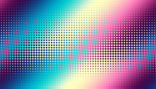 Abstract Defocused Horizontal Background With Pop Art Halftone Dots. Halftonr Diagonal Gradient. Vector Image.