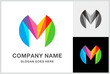 Monogram Letter M Geometric Business Company Stock Vector Logo Design Template	