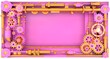 pink frame with a gear mechanism, gold color, a beautiful background for a presentation in a glamorous style, 3d render