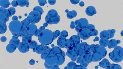 Poster - Moving stream of bright balls. Design. Rising stream of bright 3d bubbles in space. Bright bubbles move quickly in stream