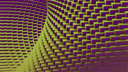 Aufkleber - Cyber distortion in geometric space. Design. 3D squares in moving spatial fracture. Virtual spiral or distortion in space of squares