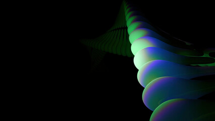 Poster - 3d spiral changing color flow. Design. Modern stylish animation with 3D immersion in moving spiral. 3D colored dna-style spiral moves on black background