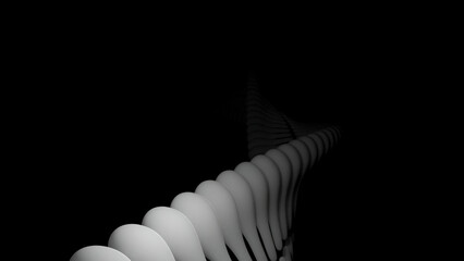 Poster - 3d spiral changing color flow. Design. Modern stylish animation with 3D immersion in moving spiral. 3D colored dna-style spiral moves on black background