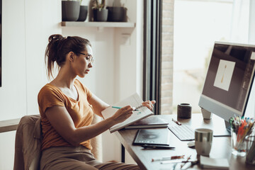 Wall Mural - Woman Working At Home