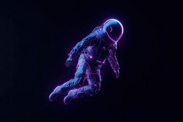 neon astronaut on a black background.