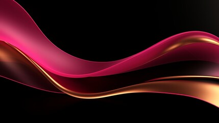 Wall Mural - Dynamic wave background with black dark pink and gold color. 3D flowing wavy backdrop, for banner and gaming background